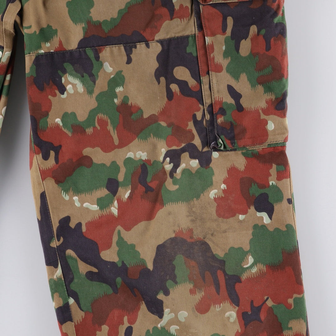 Swiss Army Camouflage Pattern Alpine Camo Military Cargo Pants, Size 48 cotton Khaki type sage green Vintage Second Hand