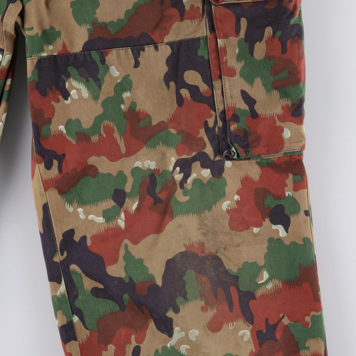 Swiss Army Camouflage Pattern Alpine Camo Military Cargo Pants, Size 48 cotton Khaki type sage green Vintage Second Hand