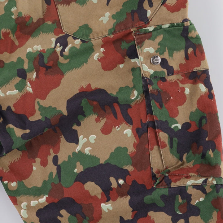 Swiss Army Camouflage Pattern Alpine Camo Military Cargo Pants, Size 48 cotton Khaki type sage green Vintage Second Hand