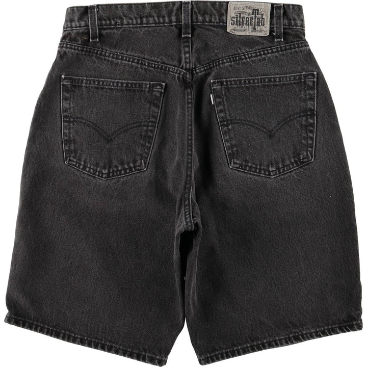 90'S Levi's Silver Tab Loose One-Tuck Black Denim Shorts, Made in USA, Men's Size W33 cotton black type Vintage Second Hand