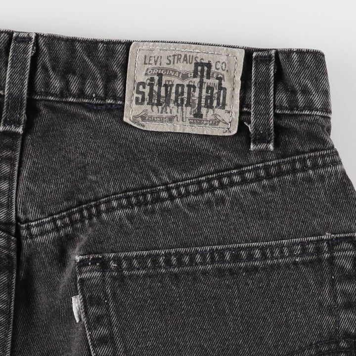 90'S Levi's Silver Tab Loose One-Tuck Black Denim Shorts, Made in USA, Men's Size W33 cotton black type Vintage Second Hand