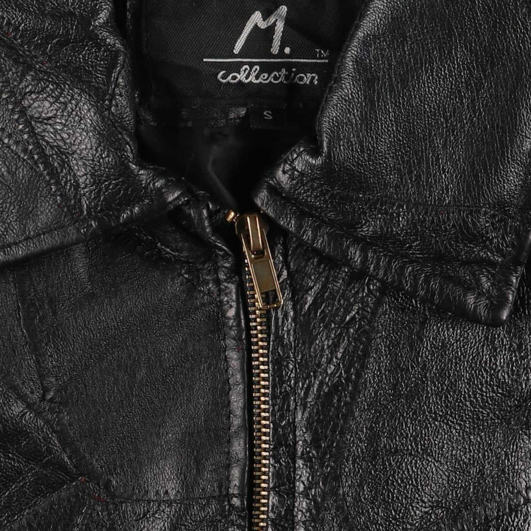 M. Collection Swing Top Leather Blouson Jacket, Women's Size M genuine leather black type Vintage Second Hand
