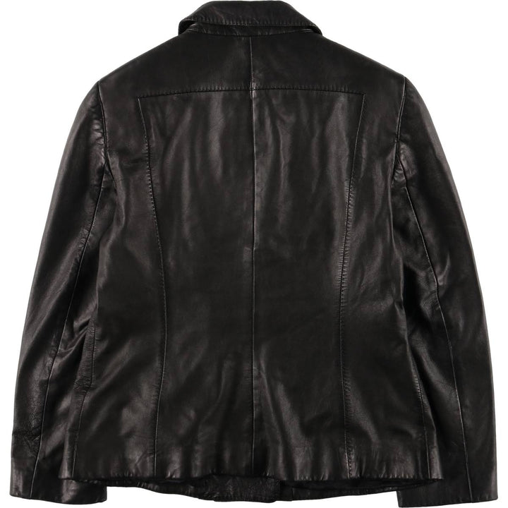 ANNE KLEIN double-breasted leather jacket, women's size L genuine leather black type Vintage Second Hand