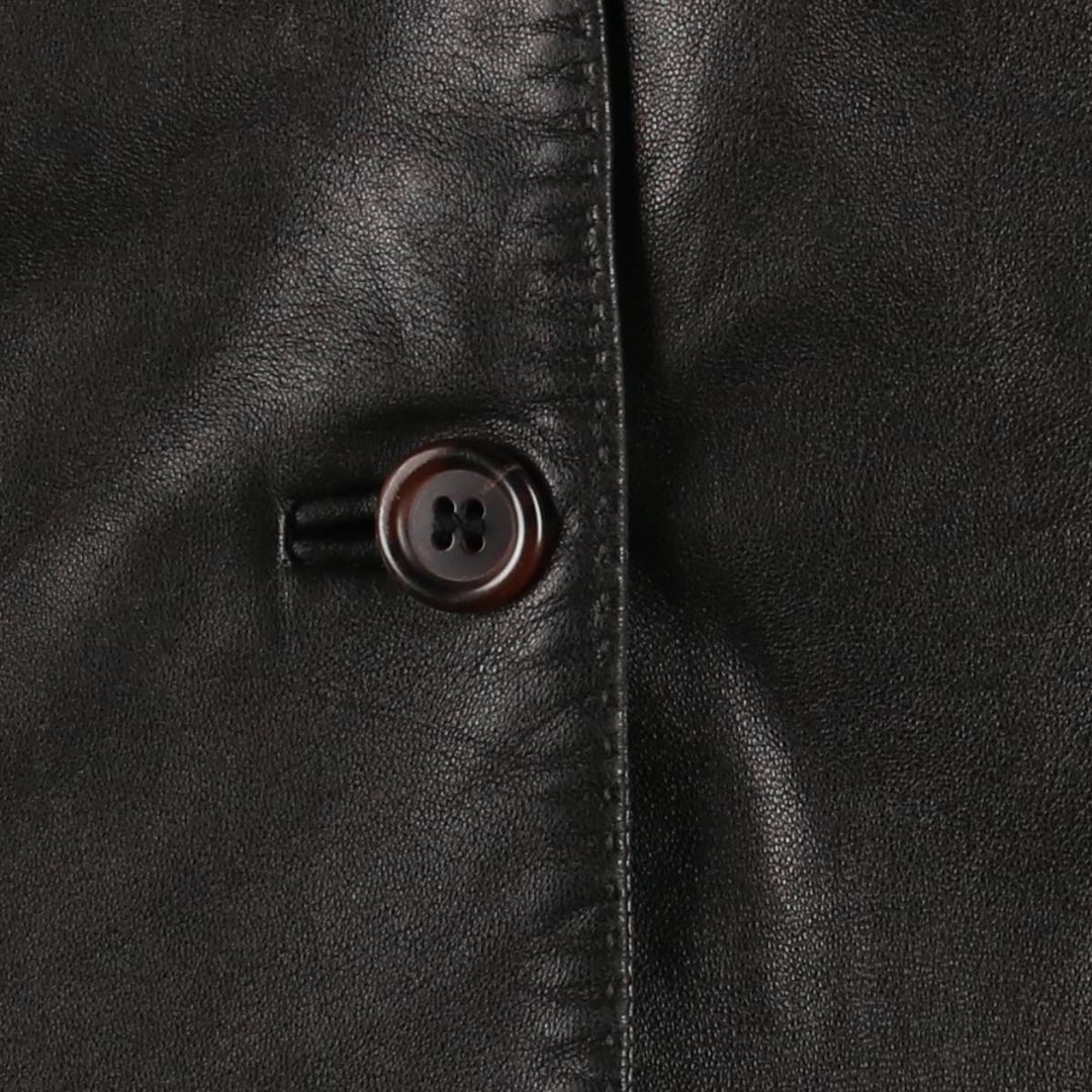 ANNE KLEIN double-breasted leather jacket, women's size L genuine leather black type Vintage Second Hand