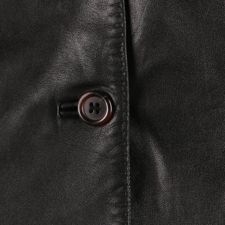 ANNE KLEIN double-breasted leather jacket, women's size L genuine leather black type Vintage Second Hand