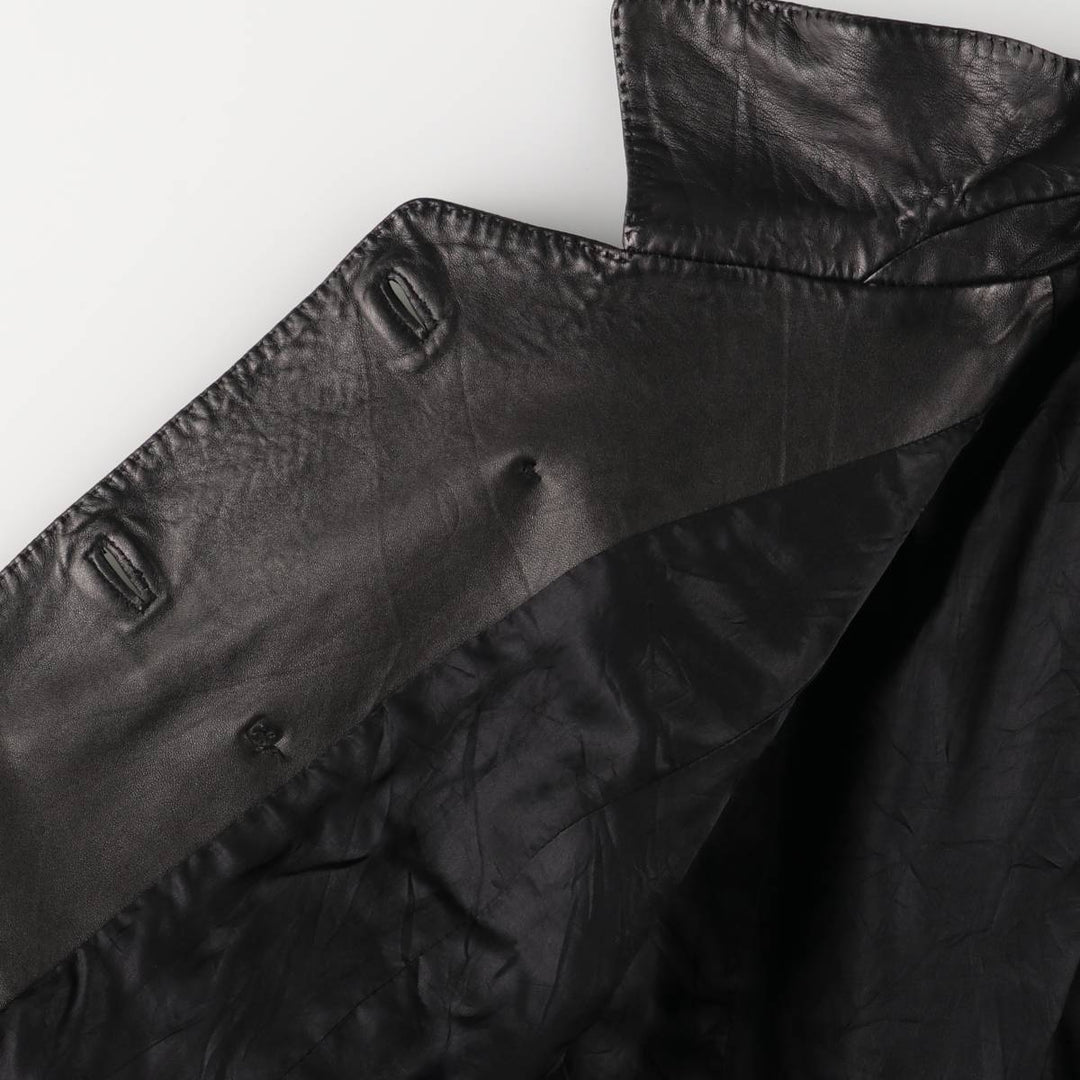 ANNE KLEIN double-breasted leather jacket, women's size L genuine leather black type Vintage Second Hand