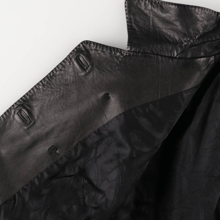 ANNE KLEIN double-breasted leather jacket, women's size L genuine leather black type Vintage Second Hand