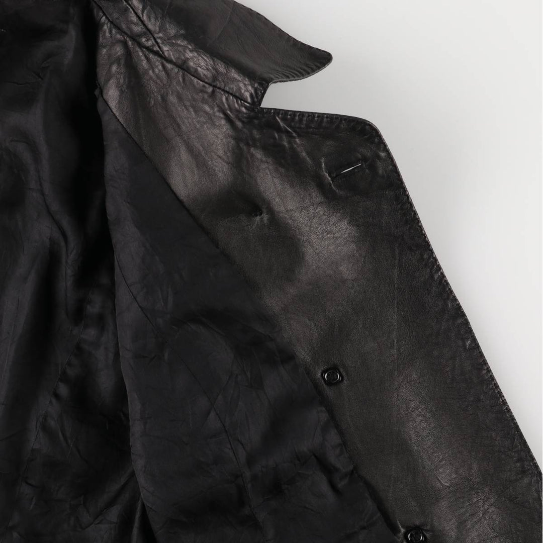 ANNE KLEIN double-breasted leather jacket, women's size L genuine leather black type Vintage Second Hand