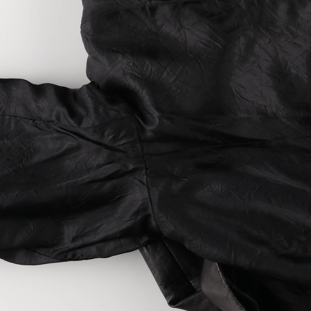 ANNE KLEIN double-breasted leather jacket, women's size L genuine leather black type Vintage Second Hand