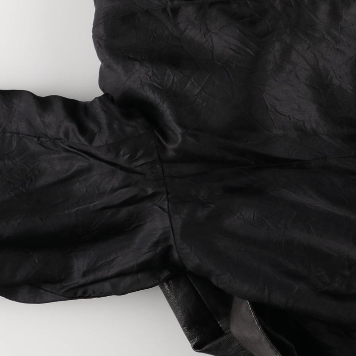 ANNE KLEIN double-breasted leather jacket, women's size L genuine leather black type Vintage Second Hand