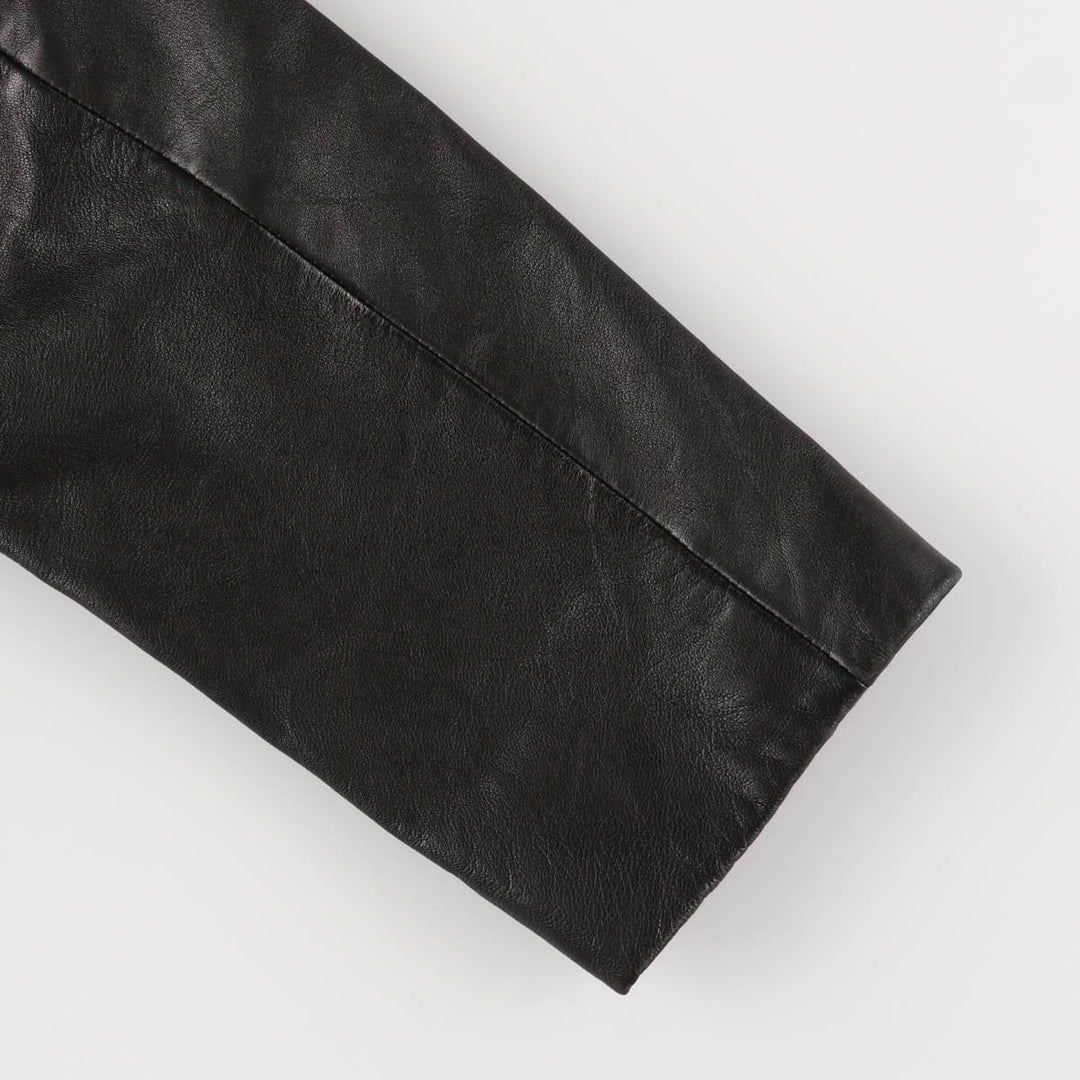 ANNE KLEIN double-breasted leather jacket, women's size L genuine leather black type Vintage Second Hand