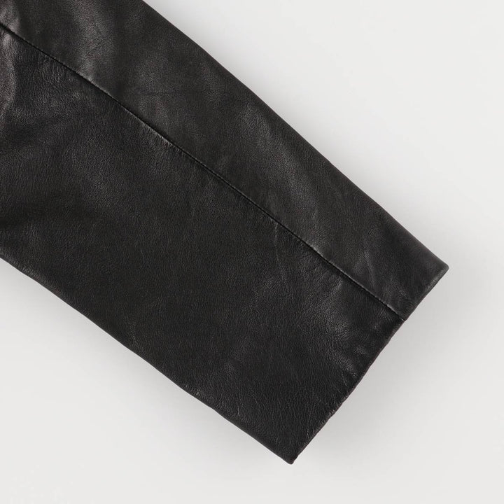 ANNE KLEIN double-breasted leather jacket, women's size L genuine leather black type Vintage Second Hand