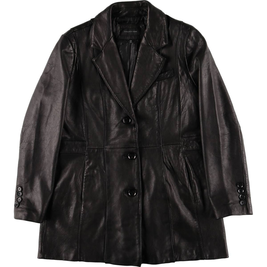 JONES NEW YORK tailored jacket, women's size XL genuine leather black type Vintage Second Hand