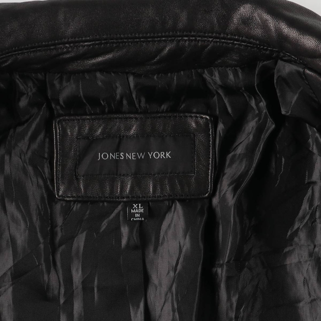 JONES NEW YORK tailored jacket, women's size XL genuine leather black type Vintage Second Hand