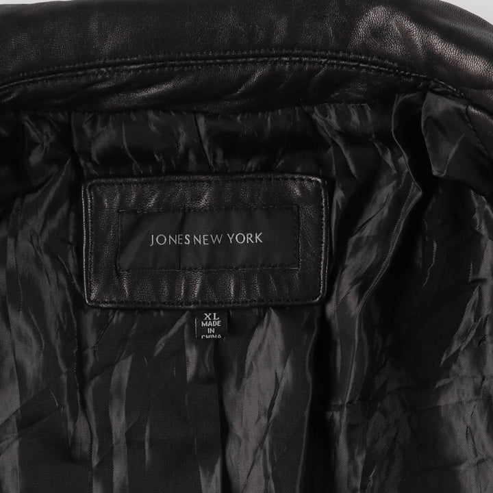 JONES NEW YORK tailored jacket, women's size XL genuine leather black type Vintage Second Hand
