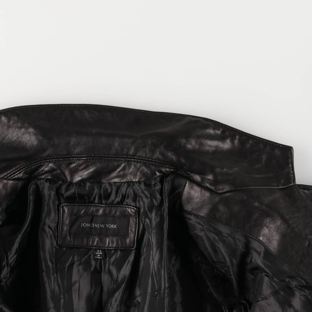 JONES NEW YORK tailored jacket, women's size XL genuine leather black type Vintage Second Hand