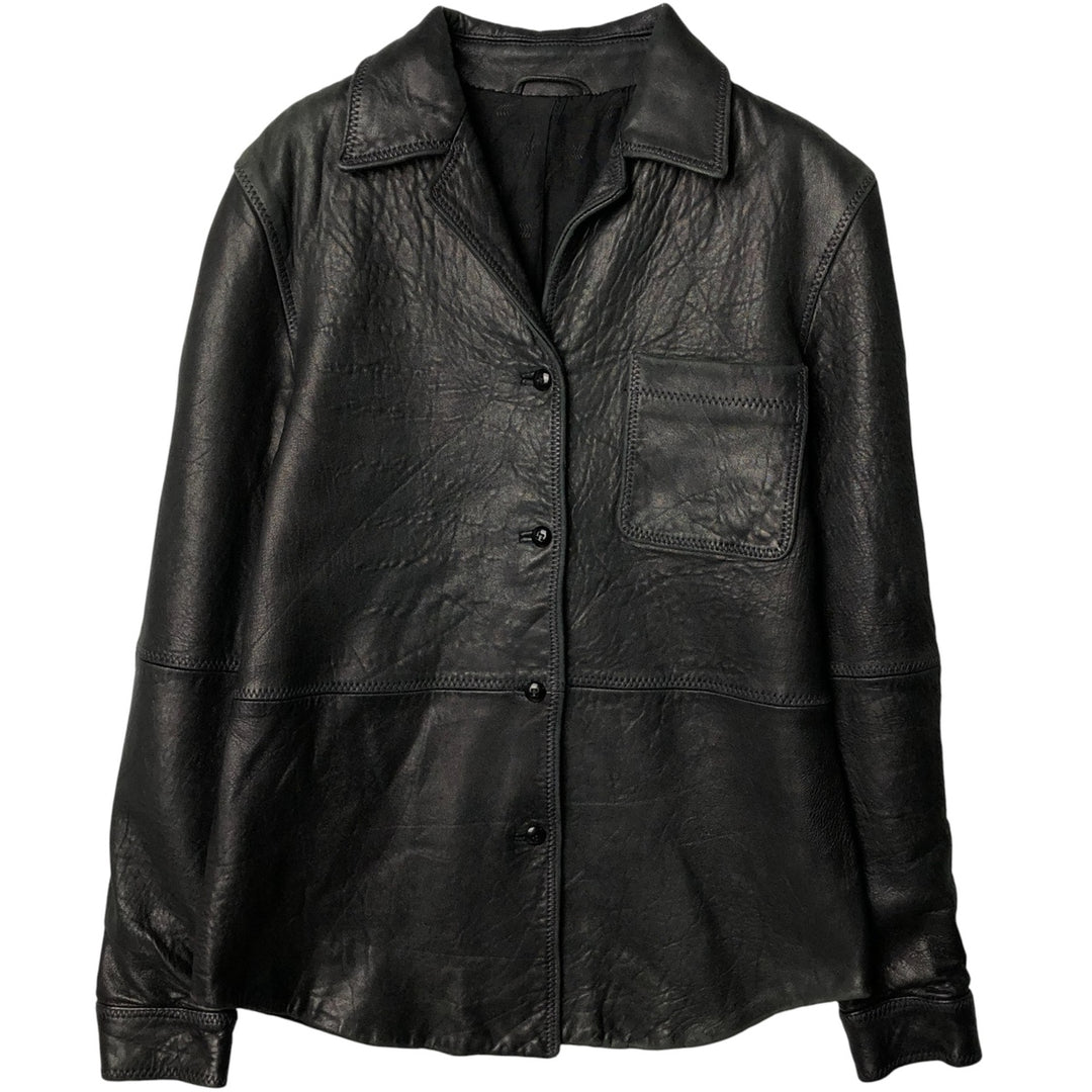 GRUPPO GFT Leather Jacket, Women's Size M genuine leather black type Vintage Second Hand