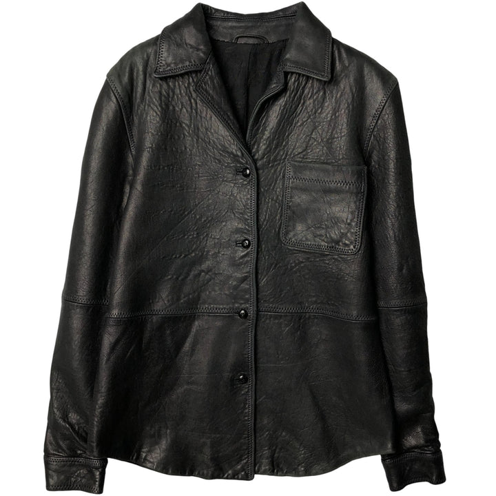 GRUPPO GFT Leather Jacket, Women's Size M genuine leather black type Vintage Second Hand