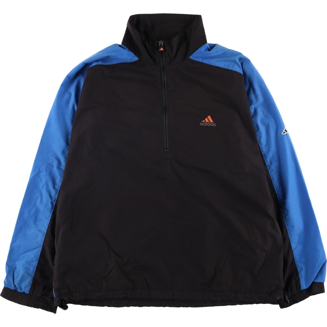 Vintage 90'S adidas half-zip warm-up pullover with back logo, men's size L polyester black type Vintage Second Hand