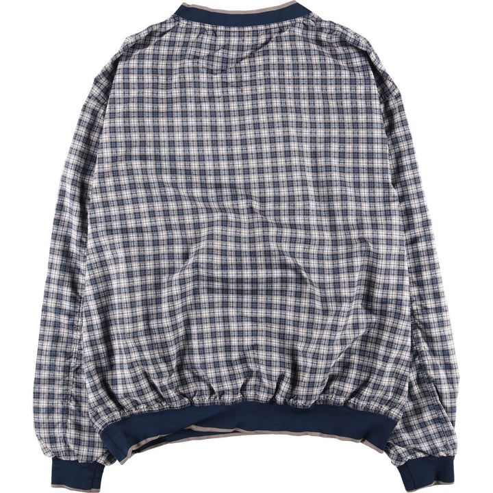 90'S Reebok Golf Check Pattern V-Neck Warm-Up Pullover, Men's Size XL, Vintage polyester navy blue type Vintage Second Hand