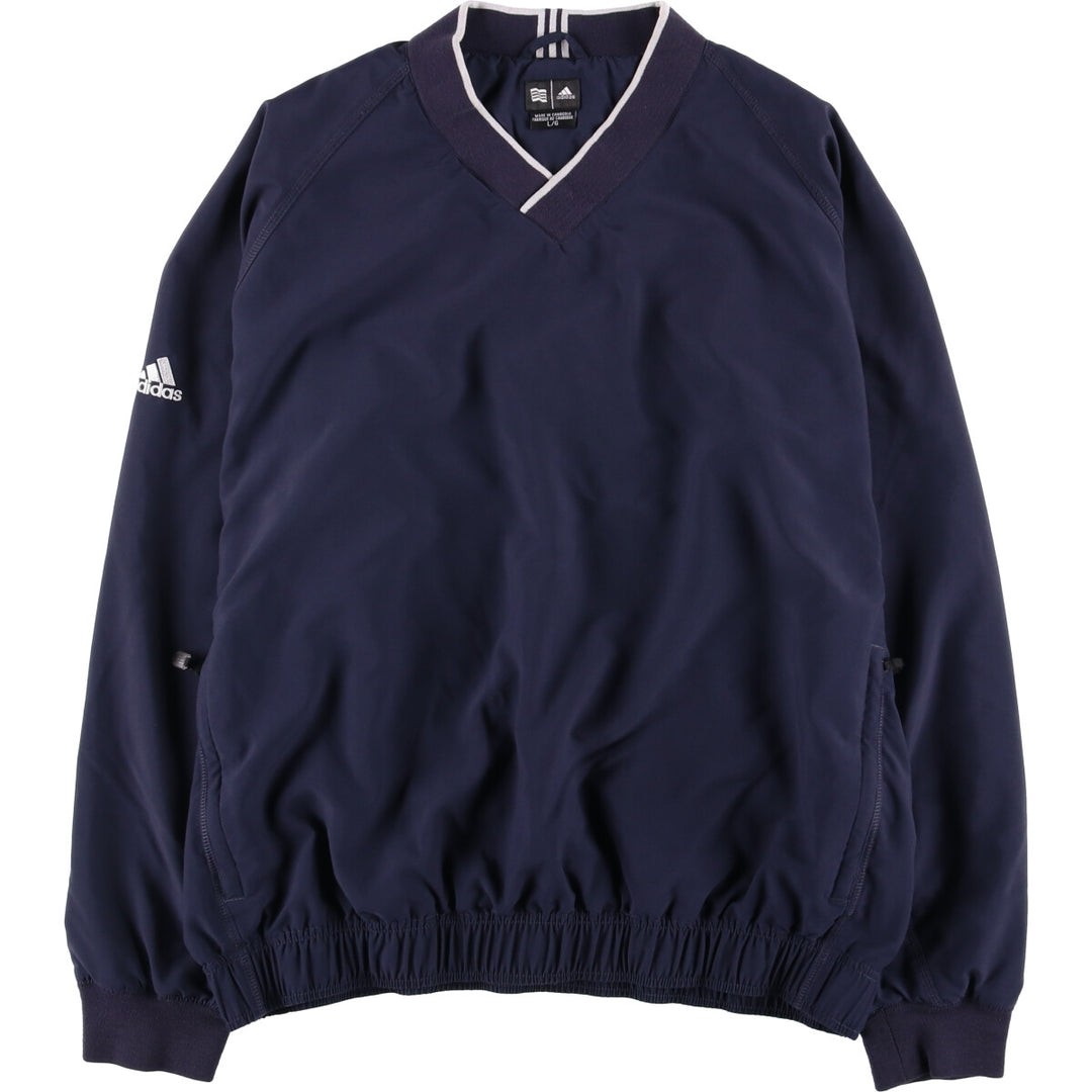 2000'S adidas V-neck warm-up pullover, men's size L polyester navy blue type Vintage Second Hand