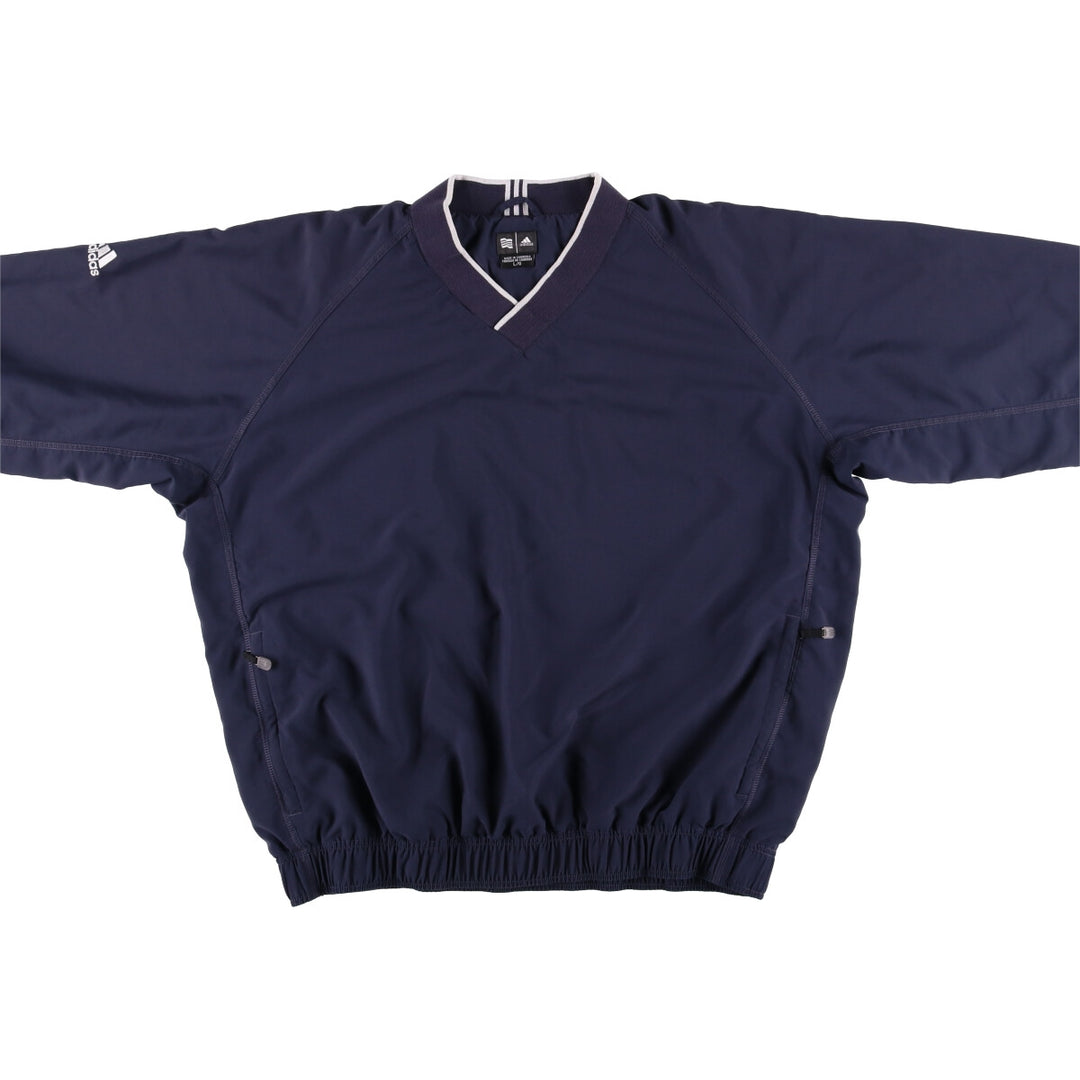 2000'S adidas V-neck warm-up pullover, men's size L polyester navy blue type Vintage Second Hand