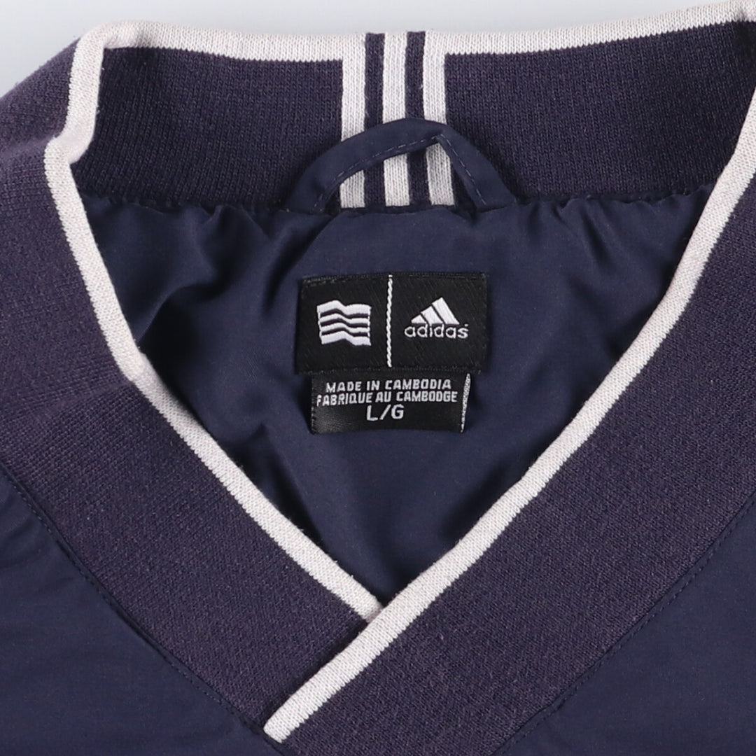 2000'S adidas V-neck warm-up pullover, men's size L polyester navy blue type Vintage Second Hand