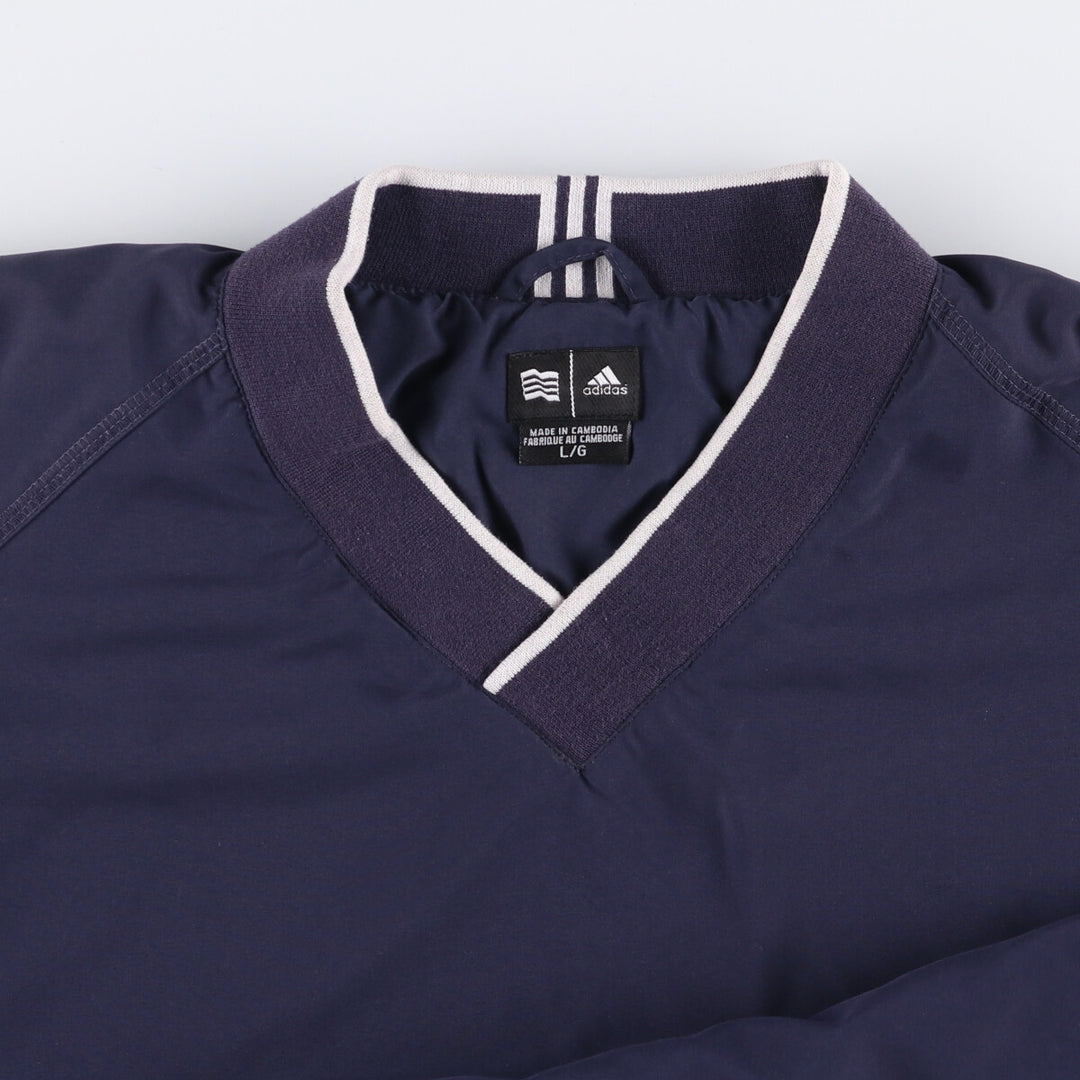 2000'S adidas V-neck warm-up pullover, men's size L polyester navy blue type Vintage Second Hand