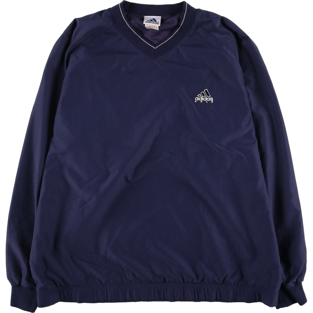 2000'S Adidas V-neck warm-up pullover, men's size XXL polyester navy blue type Vintage Second Hand