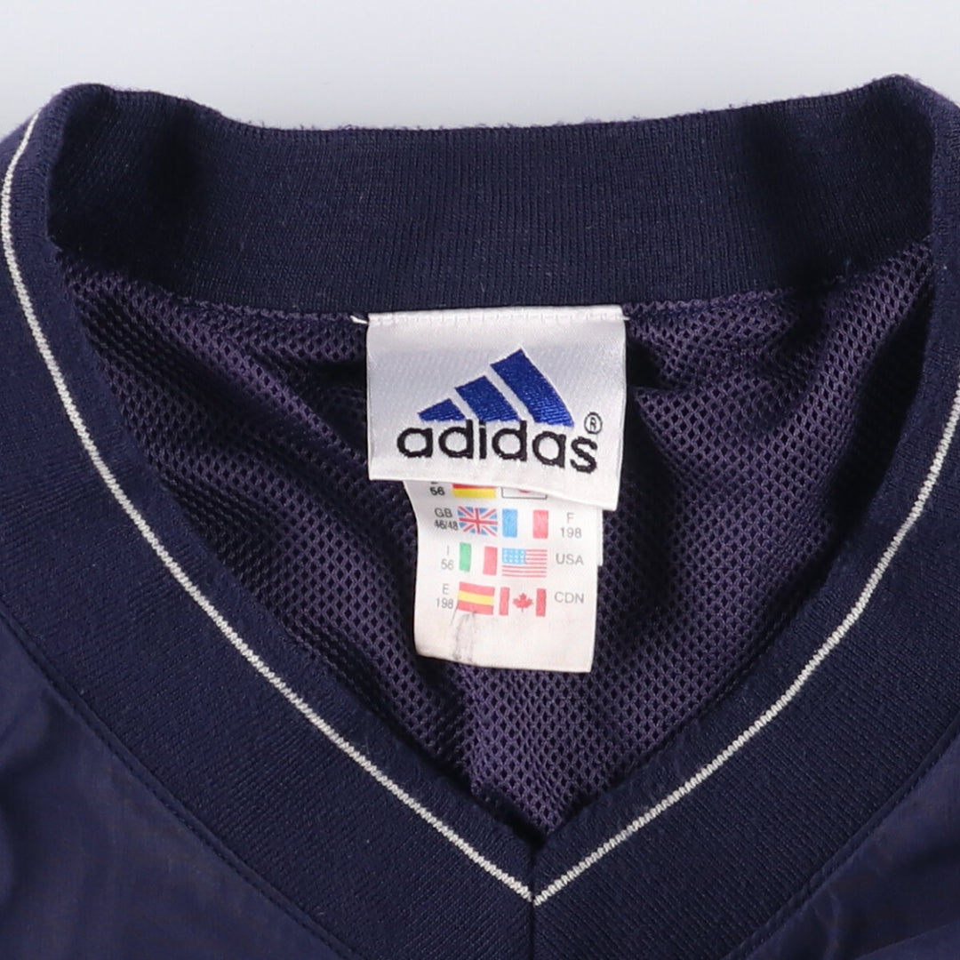 2000'S Adidas V-neck warm-up pullover, men's size XXL polyester navy blue type Vintage Second Hand