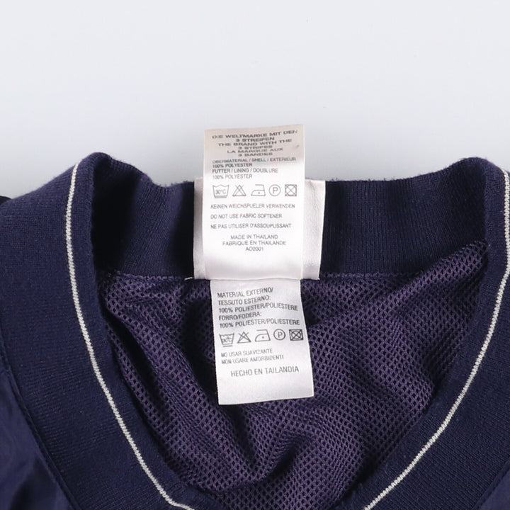 2000'S Adidas V-neck warm-up pullover, men's size XXL polyester navy blue type Vintage Second Hand