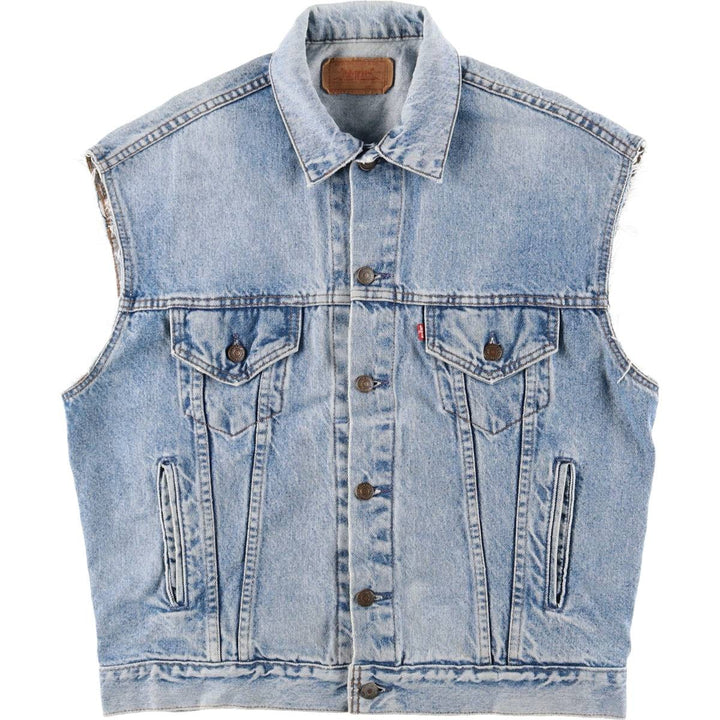 90'S Levi's Cut-Off Denim Vest, Made in USA, Men's Size Medium cotton blue type Vintage Second Hand