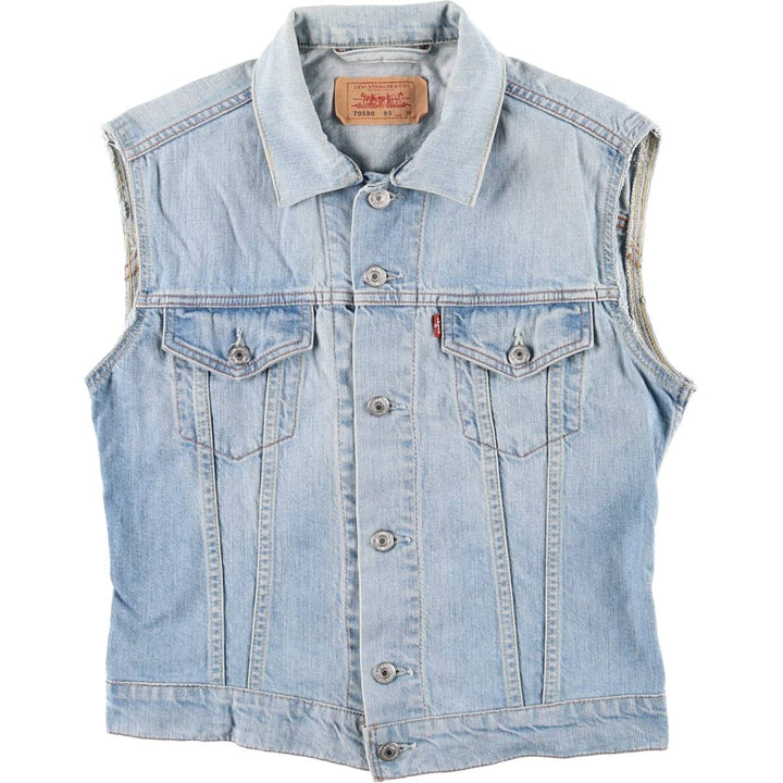 Levi's 70590-89 Open-Front Cut-Off Denim Vest, Women's, Size M, Vintage unclear Blue type light blue Vintage Second Hand