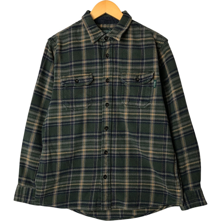 WOOLRICH Long Sleeve Flannel Check Shirt, Men's Size M cotton green type Vintage Second Hand