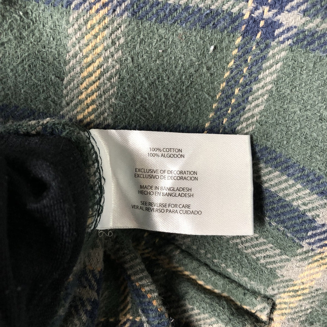 WOOLRICH Long Sleeve Flannel Check Shirt, Men's Size M cotton green type Vintage Second Hand
