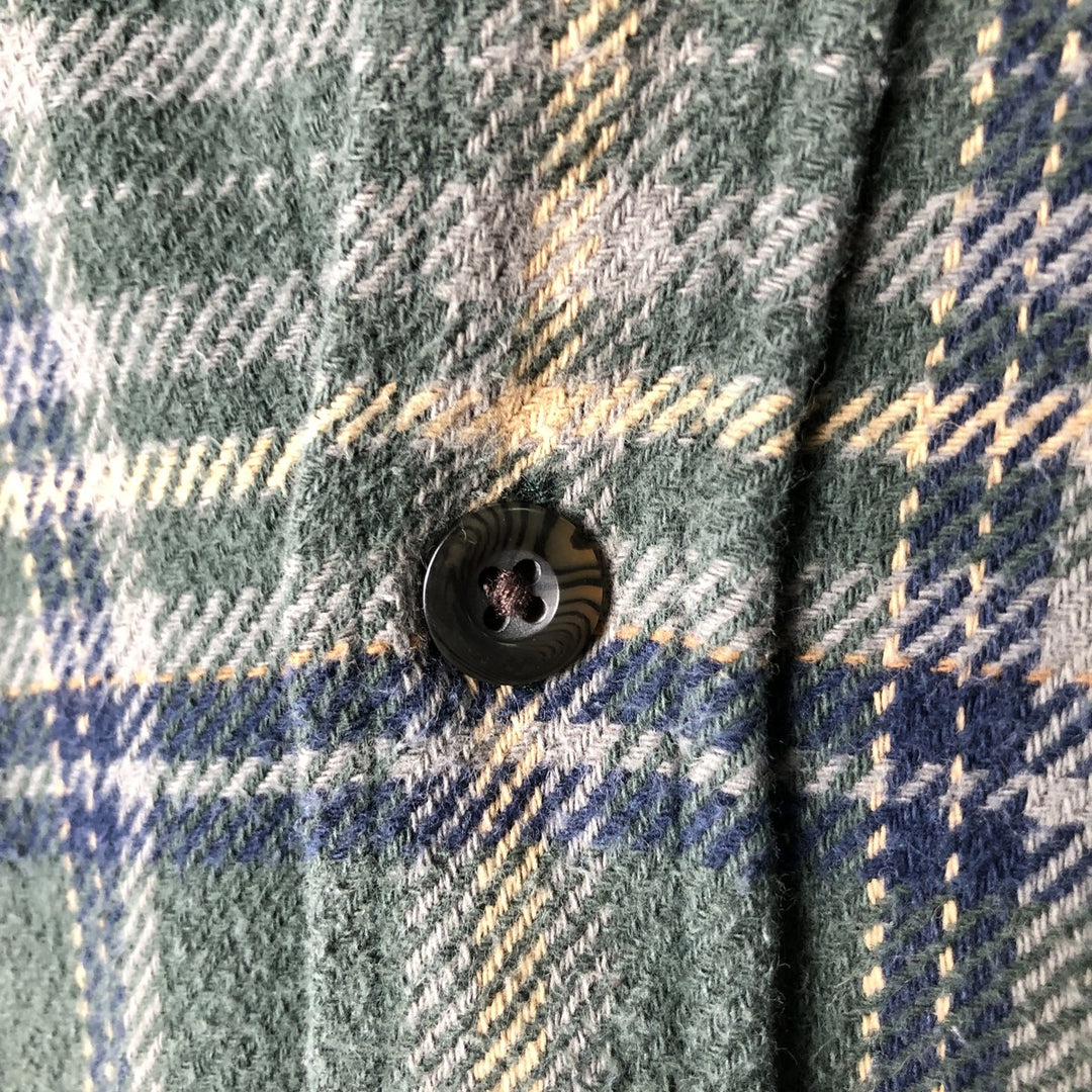 WOOLRICH Long Sleeve Flannel Check Shirt, Men's Size M cotton green type Vintage Second Hand
