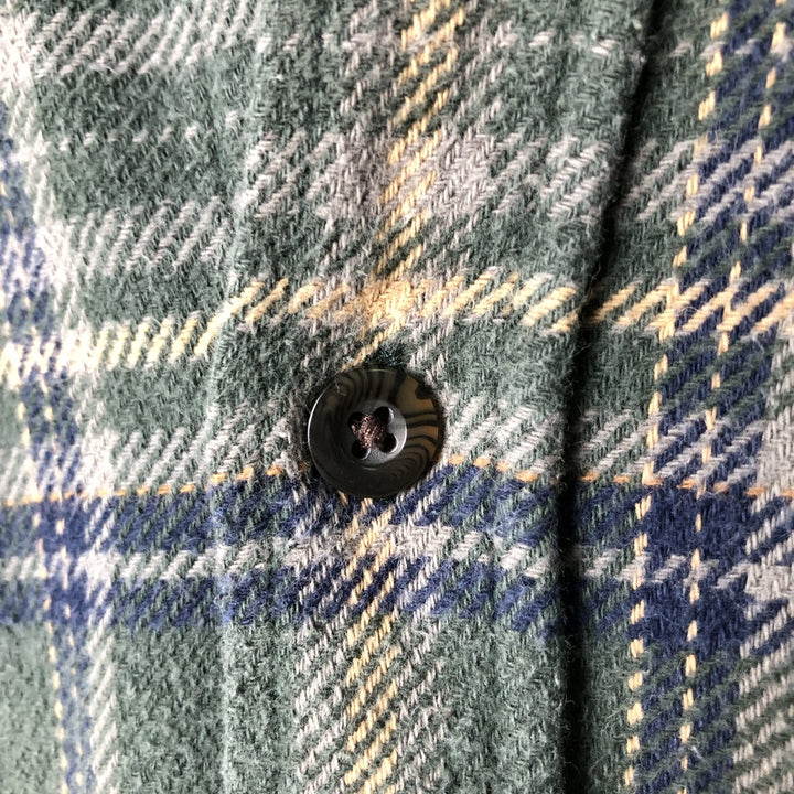 WOOLRICH Long Sleeve Flannel Check Shirt, Men's Size M cotton green type Vintage Second Hand