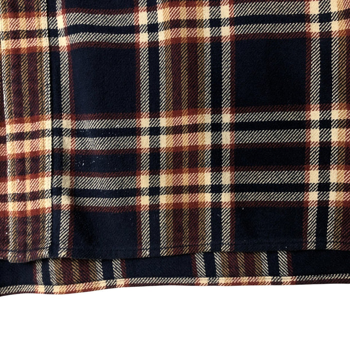 Vintage 80s-90'S Lands' End long-sleeved flannel check box shirt, men's size L cotton navy blue type Vintage Second Hand
