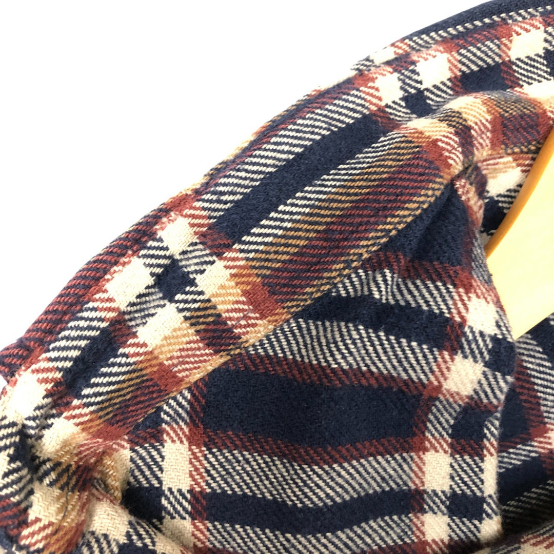 Vintage 80s-90'S Lands' End long-sleeved flannel check box shirt, men's size L cotton navy blue type Vintage Second Hand