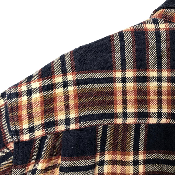 Vintage 80s-90'S Lands' End long-sleeved flannel check box shirt, men's size L cotton navy blue type Vintage Second Hand