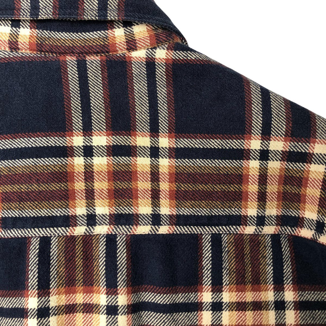Vintage 80s-90'S Lands' End long-sleeved flannel check box shirt, men's size L cotton navy blue type Vintage Second Hand
