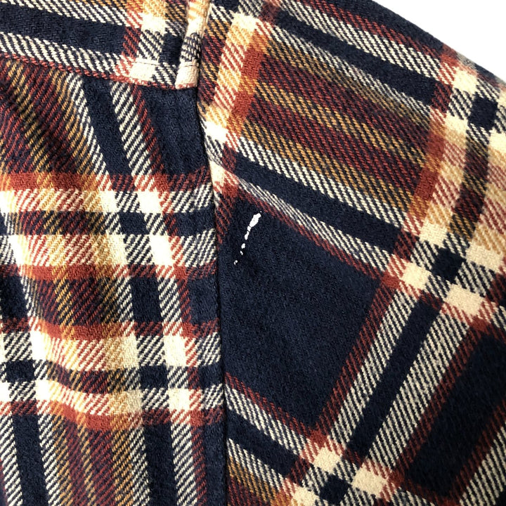 Vintage 80s-90'S Lands' End long-sleeved flannel check box shirt, men's size L cotton navy blue type Vintage Second Hand