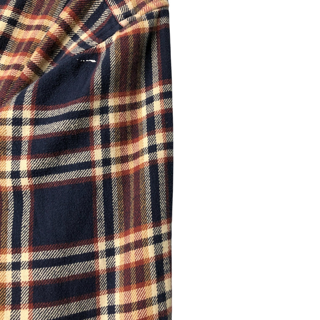 Vintage 80s-90'S Lands' End long-sleeved flannel check box shirt, men's size L cotton navy blue type Vintage Second Hand