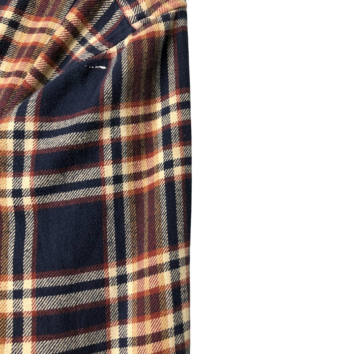 Vintage 80s-90'S Lands' End long-sleeved flannel check box shirt, men's size L cotton navy blue type Vintage Second Hand