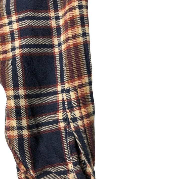 Vintage 80s-90'S Lands' End long-sleeved flannel check box shirt, men's size L cotton navy blue type Vintage Second Hand