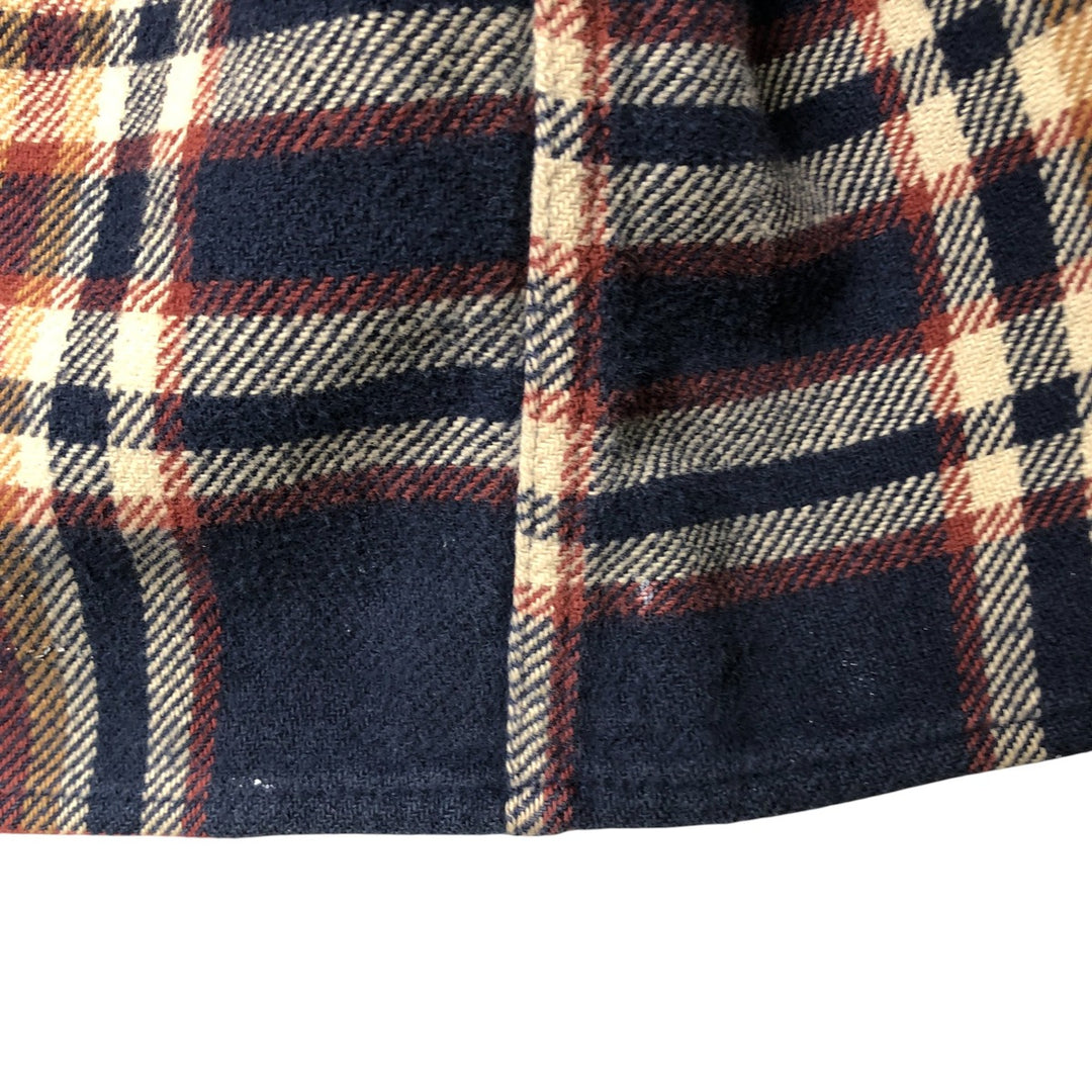 Vintage 80s-90'S Lands' End long-sleeved flannel check box shirt, men's size L cotton navy blue type Vintage Second Hand