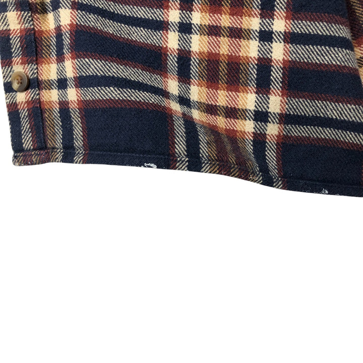 Vintage 80s-90'S Lands' End long-sleeved flannel check box shirt, men's size L cotton navy blue type Vintage Second Hand