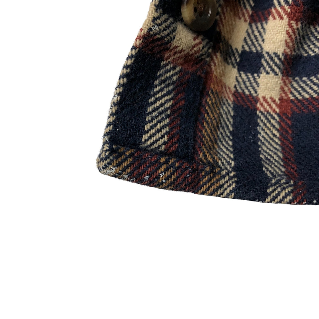 Vintage 80s-90'S Lands' End long-sleeved flannel check box shirt, men's size L cotton navy blue type Vintage Second Hand