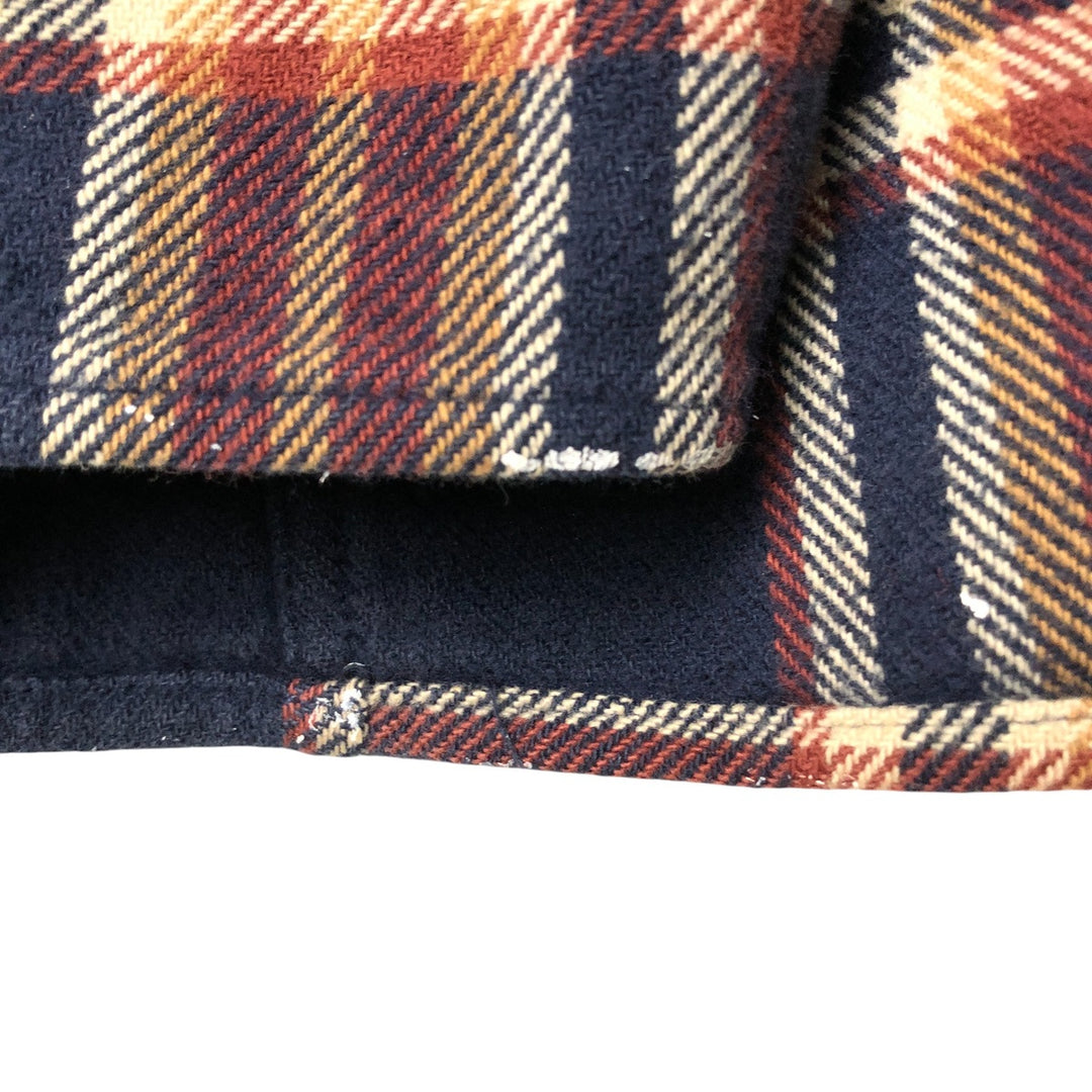 Vintage 80s-90'S Lands' End long-sleeved flannel check box shirt, men's size L cotton navy blue type Vintage Second Hand