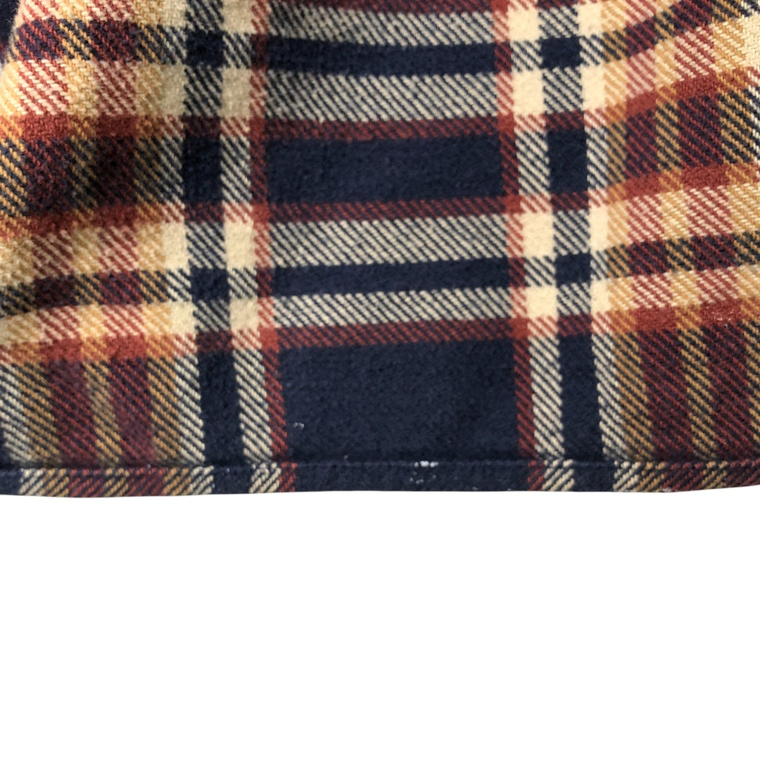 Vintage 80s-90'S Lands' End long-sleeved flannel check box shirt, men's size L cotton navy blue type Vintage Second Hand